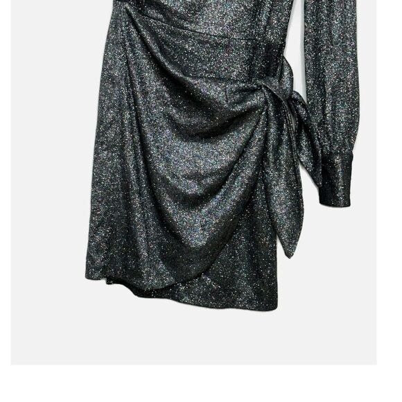 Yumi Kim Studio 54 Asymmetrical One Sleeve Mini Dress - Gun Metal Sparkle XXS - Picture 8 of 13